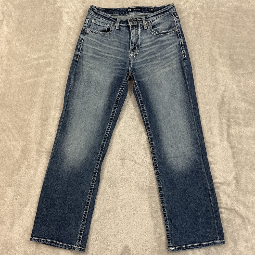Buckle BKE Jeans Mens 30x30 Blue Tyler Bootcut Relaxed Stretch Whiskered Western